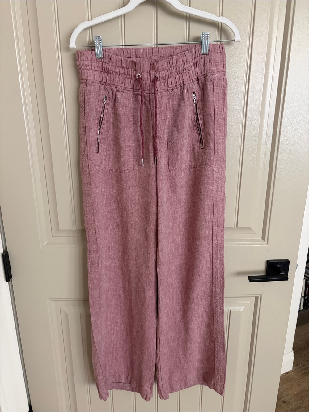 Athleta Dusty Rose Wide-Leg linen  Drawstring Pants